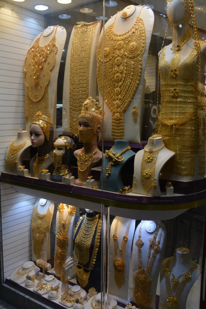 Example Gold Jewellery at the gold Souq Dubai