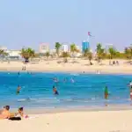 Al Mamzar Beach Park shoreline and parkland where Dubai T100 Al Mamzar 2026 relocates for spectators
