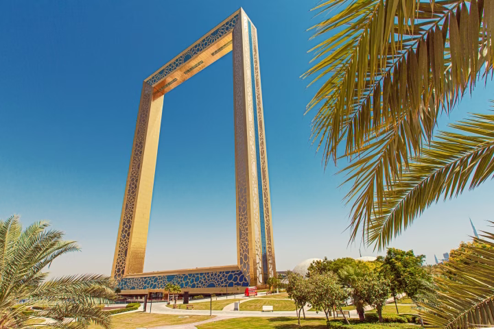 Dubai Frame landmark, a strong Museum of the Future closed alternative for skyline views in Dubai.
