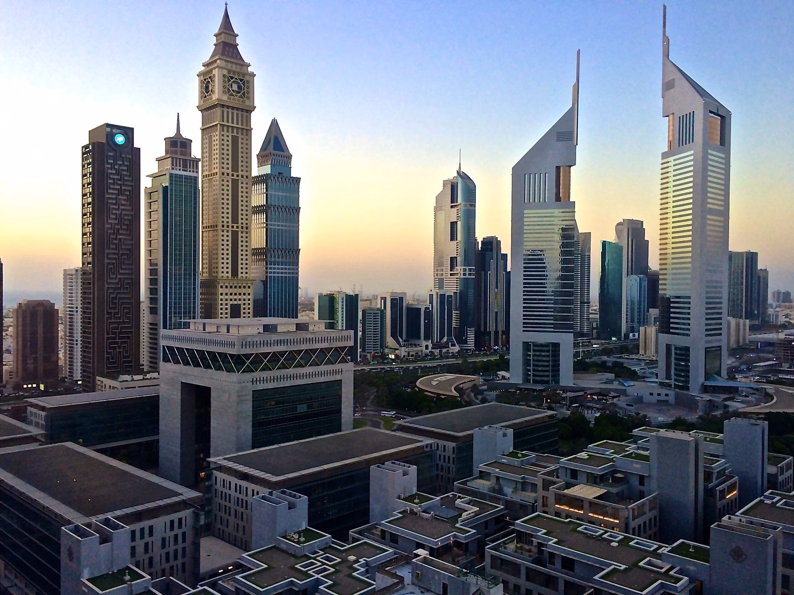 The twin Emirates Towers rising above DIFC at dawn, the second venue for Dubai Future Week from 18 to 21 November 2026